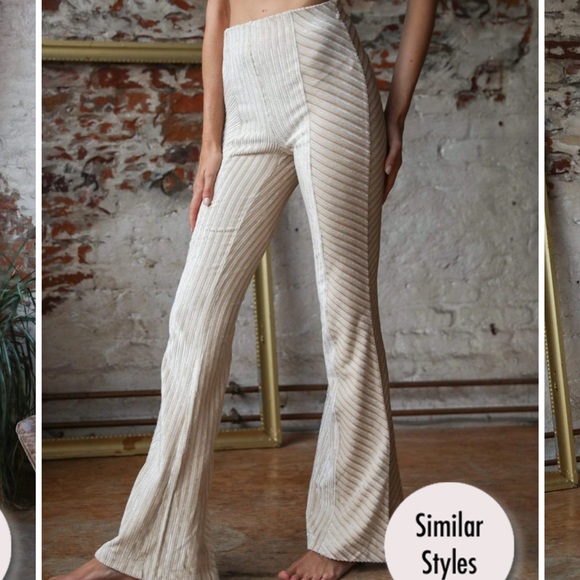 Free People Pants - Free people Slim Pull Velvet Flare Vanilla Creme